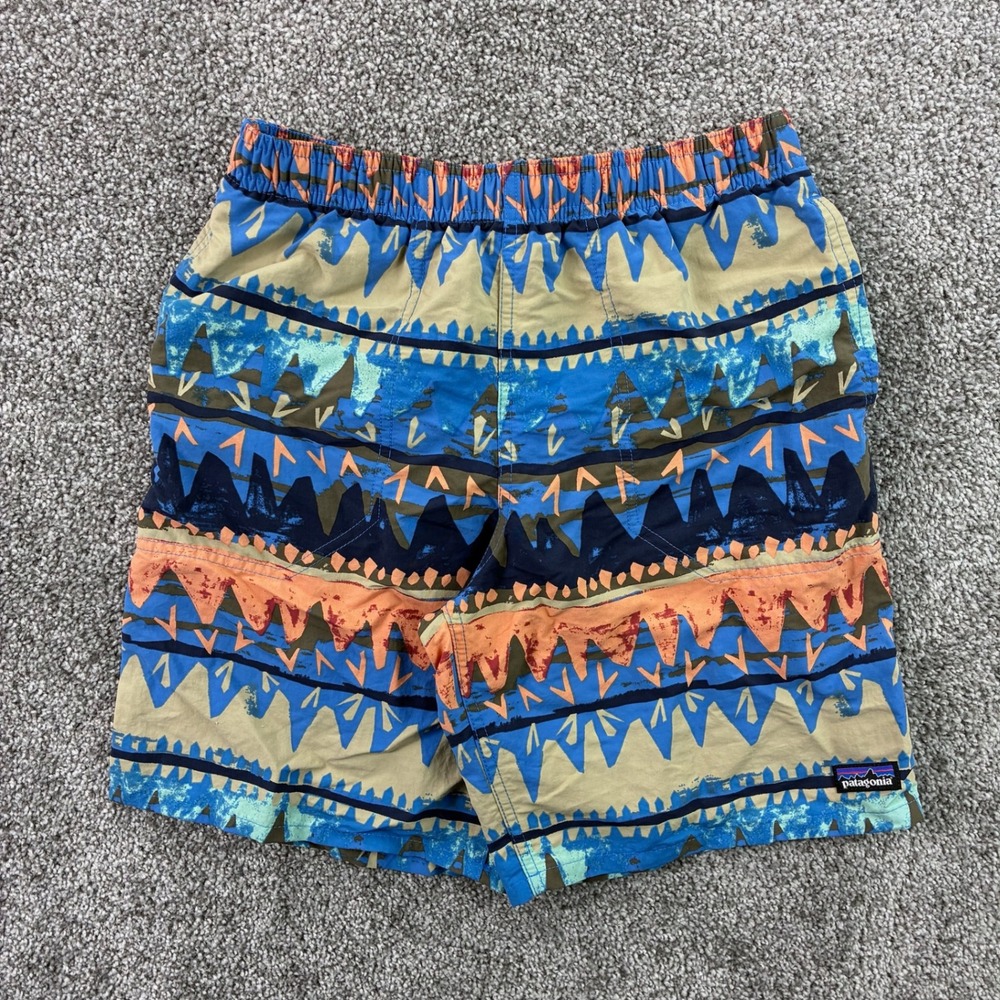 Patagonia‎ Baggies Shorts Youth XL Blue Aztec 7.5" Inseam Mesh Lined 67052